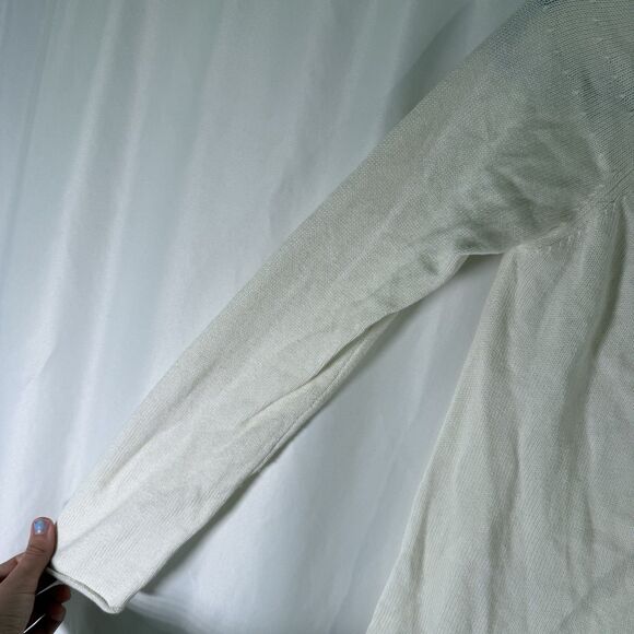 Garnet Hill Kids Cardigan Girls XL White Knit 1/4 Button Cotton Cashmere Long Sl - Picture 6 of 12